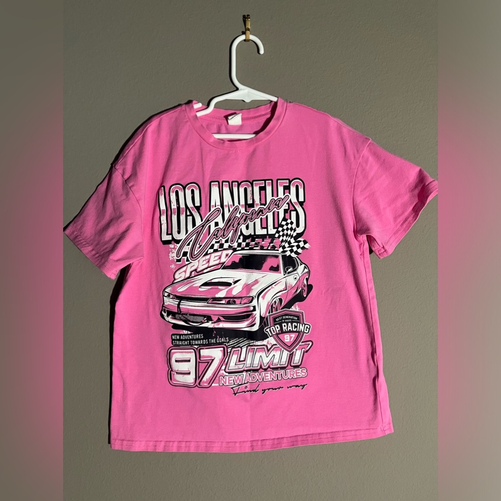 Like New Hot Pink Los Angeles Cars shirt Sz 8y